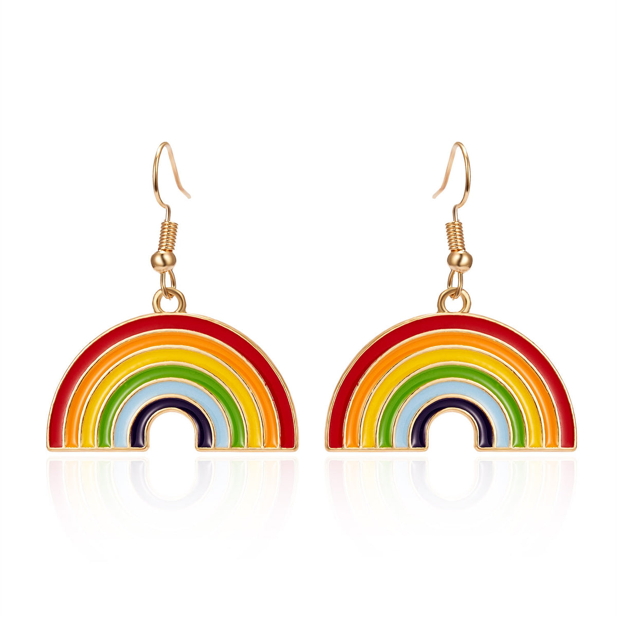 Rainbow Drop Earrings, worn on model