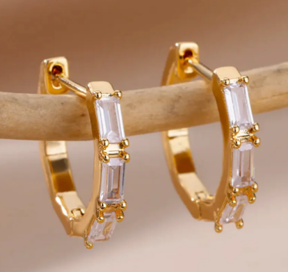 Geometric Crystal Hoop Earrings 18K, crystal variations