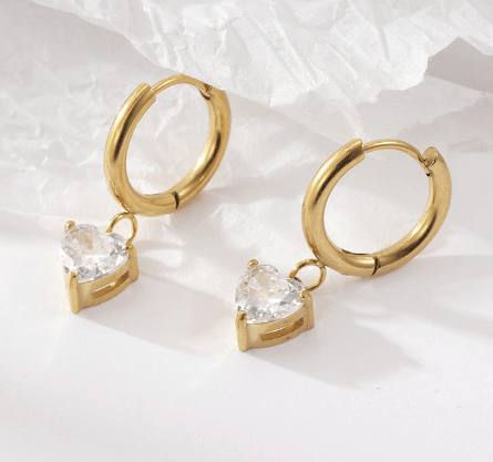 Heart Drop Earrings 18K - Auricelia