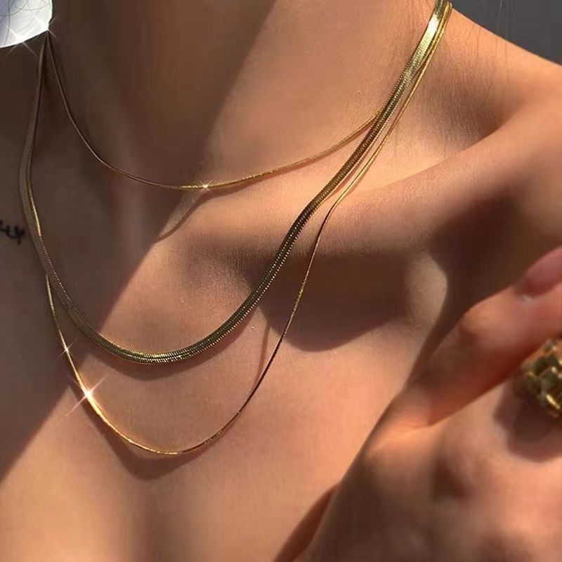 Layered Flat Chain Necklace - Auricelia