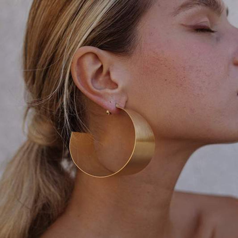 Statement Gold Earrings, front view