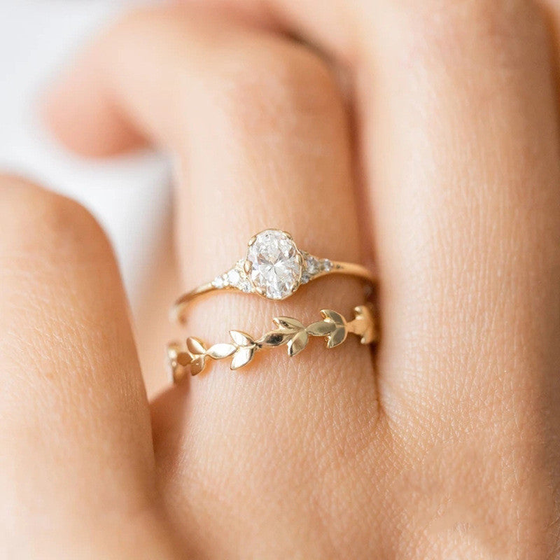 Oval Stone Stacking Ring, view 1