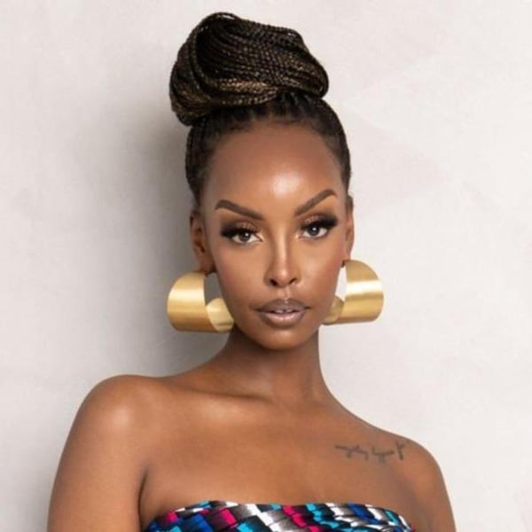 Statement Gold Earrings, worn on model