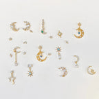 Moonflower Glow Earrings – Zircon Moon, Star and Flower Earrings