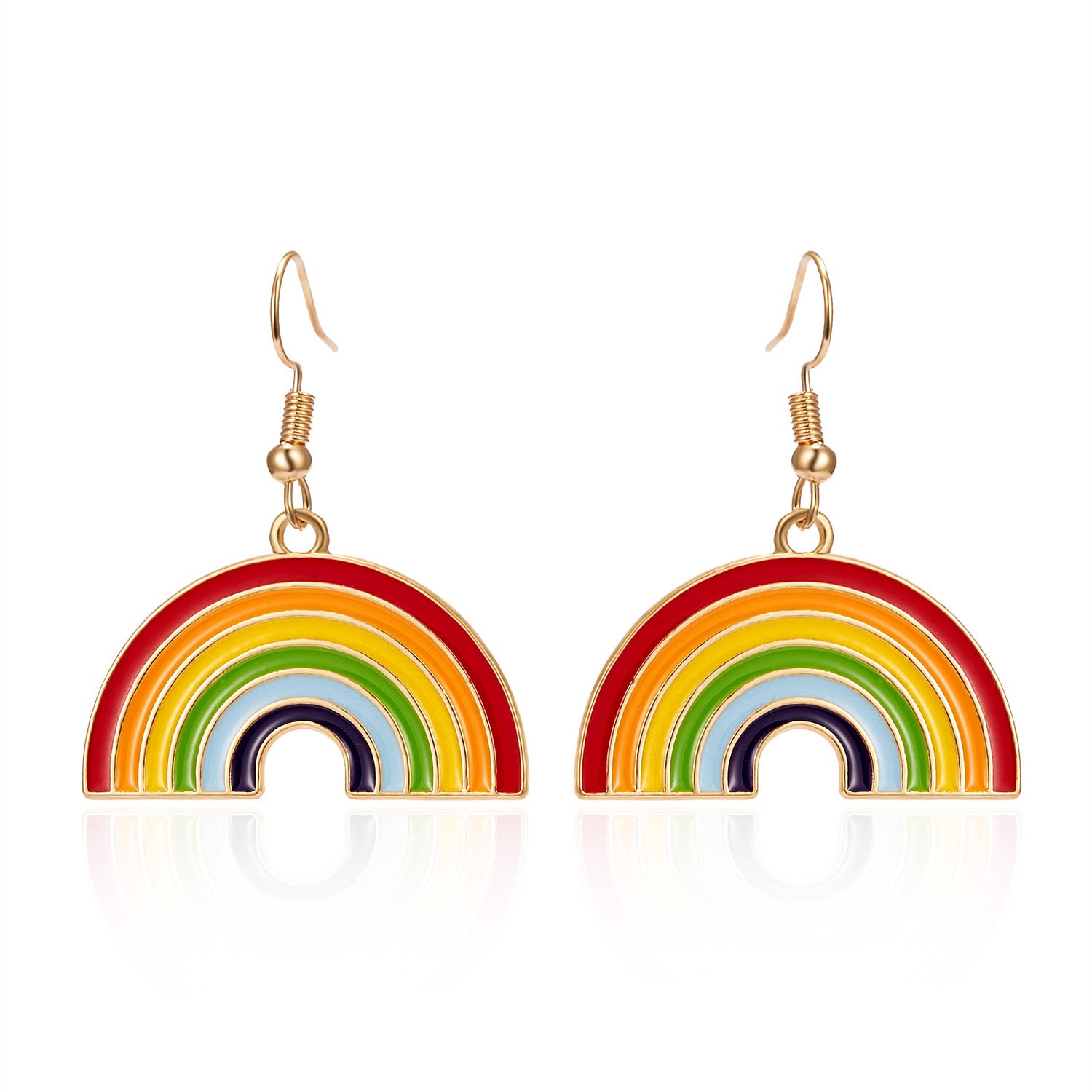 Rainbow Drop Earrings, worn on model