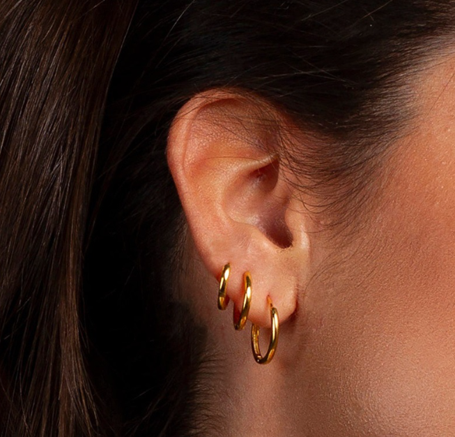 Minimal Gold Hoop Earrings, gold tone, front view