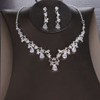 Bridal Bloom Set – Floral Necklace and Earrings with Rhinestones