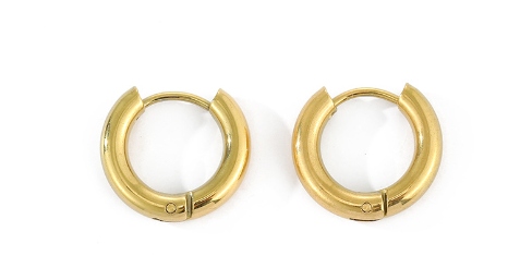 Minimal Gold Hoop Earrings, worn on model