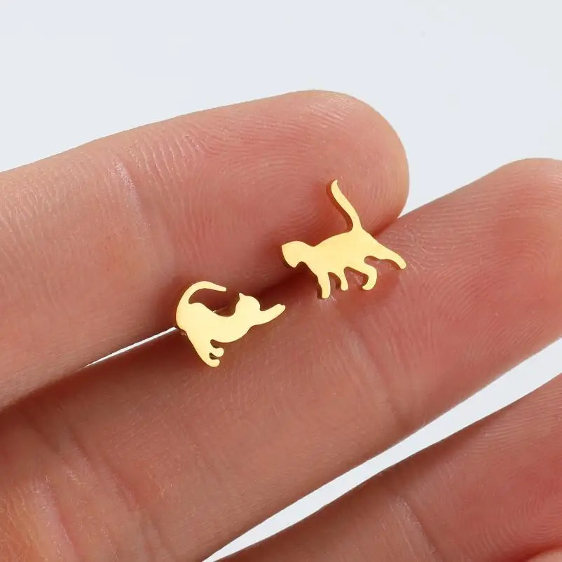 Mini Cat Studs, rose gold tone