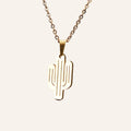 Elegant Cactus Gold Necklace – Minimalist Titanium Steel Pendant
