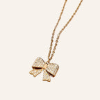 Ribbon Gift 18K Gold Necklace – Elegant Bow Design