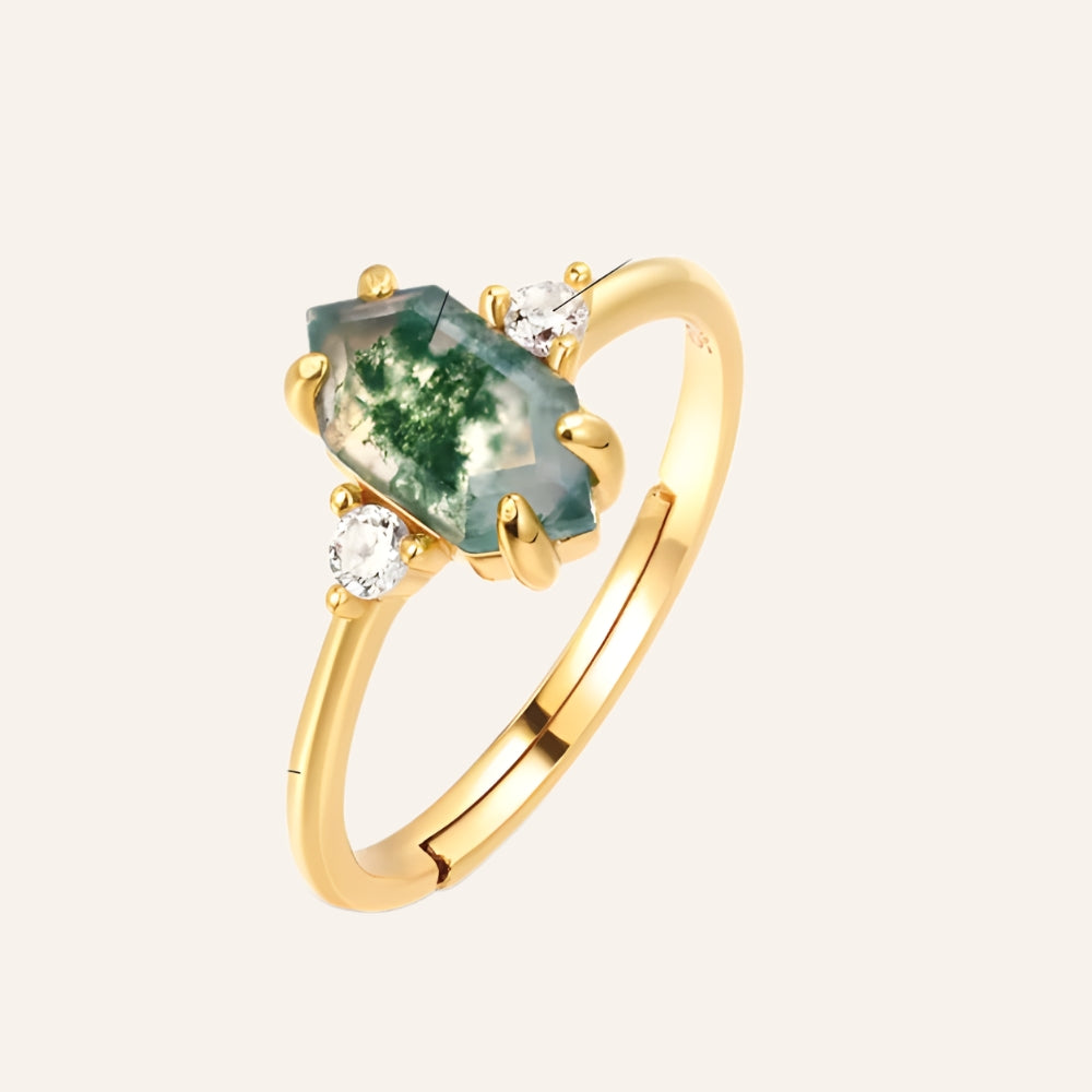 Mystique Green Agate Ring – 18K Gold Plated