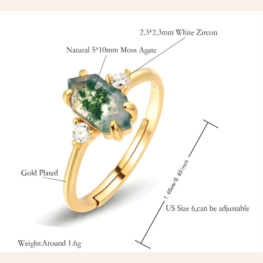 Mystique Green Agate Ring – 18K Gold Plated