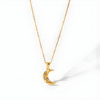 Moon Glow Necklace – Crescent Moon Necklace with Zirconia