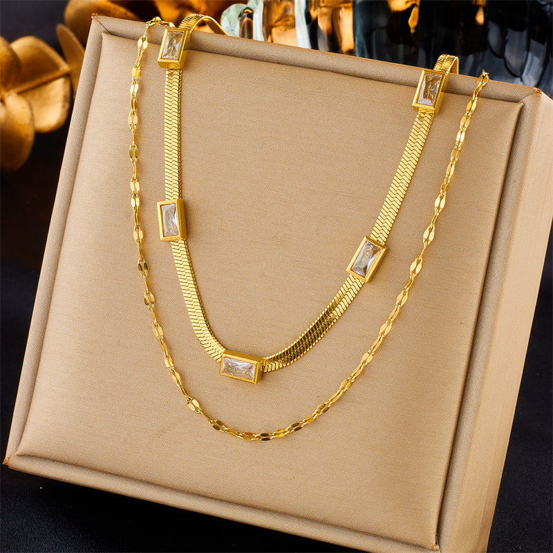 Stacked Blade Necklace, styled shot