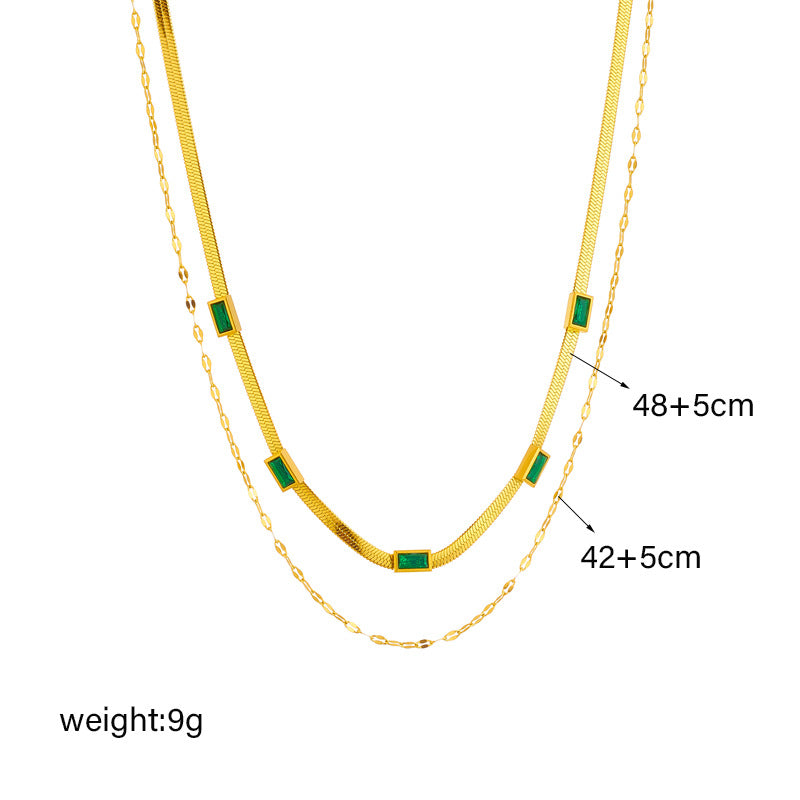 Stacked Blade Necklace, close-up