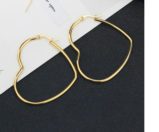 Heart Hoop Earrings, size comparison