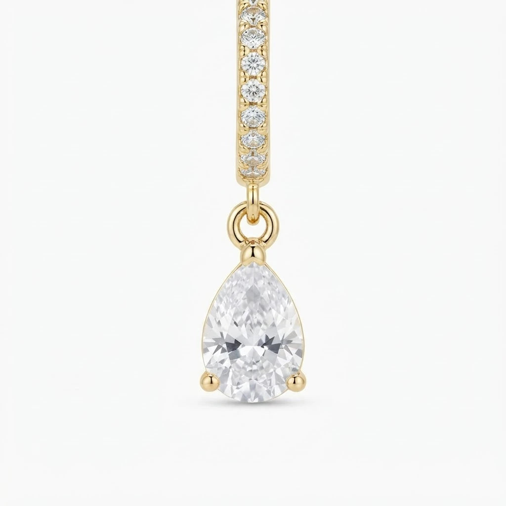 Birthstone Glow Earrings 18K — close-up detail on white