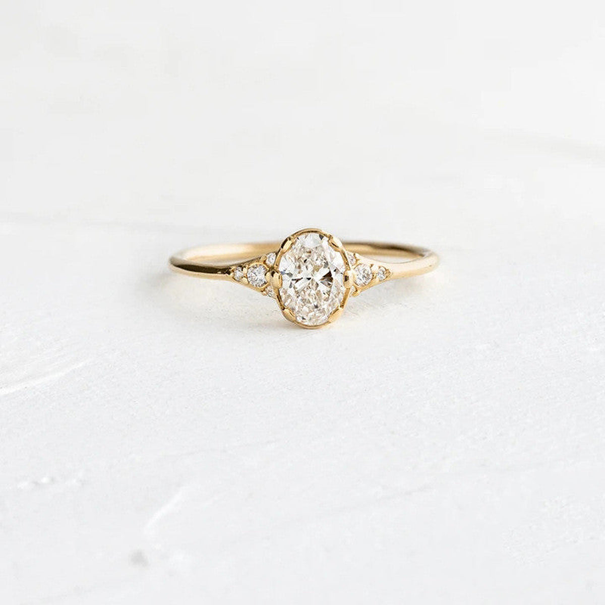 Oval Stone Stacking Ring on a white background