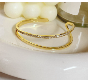 Aurora Double Row Bracelet, gold tone, front view