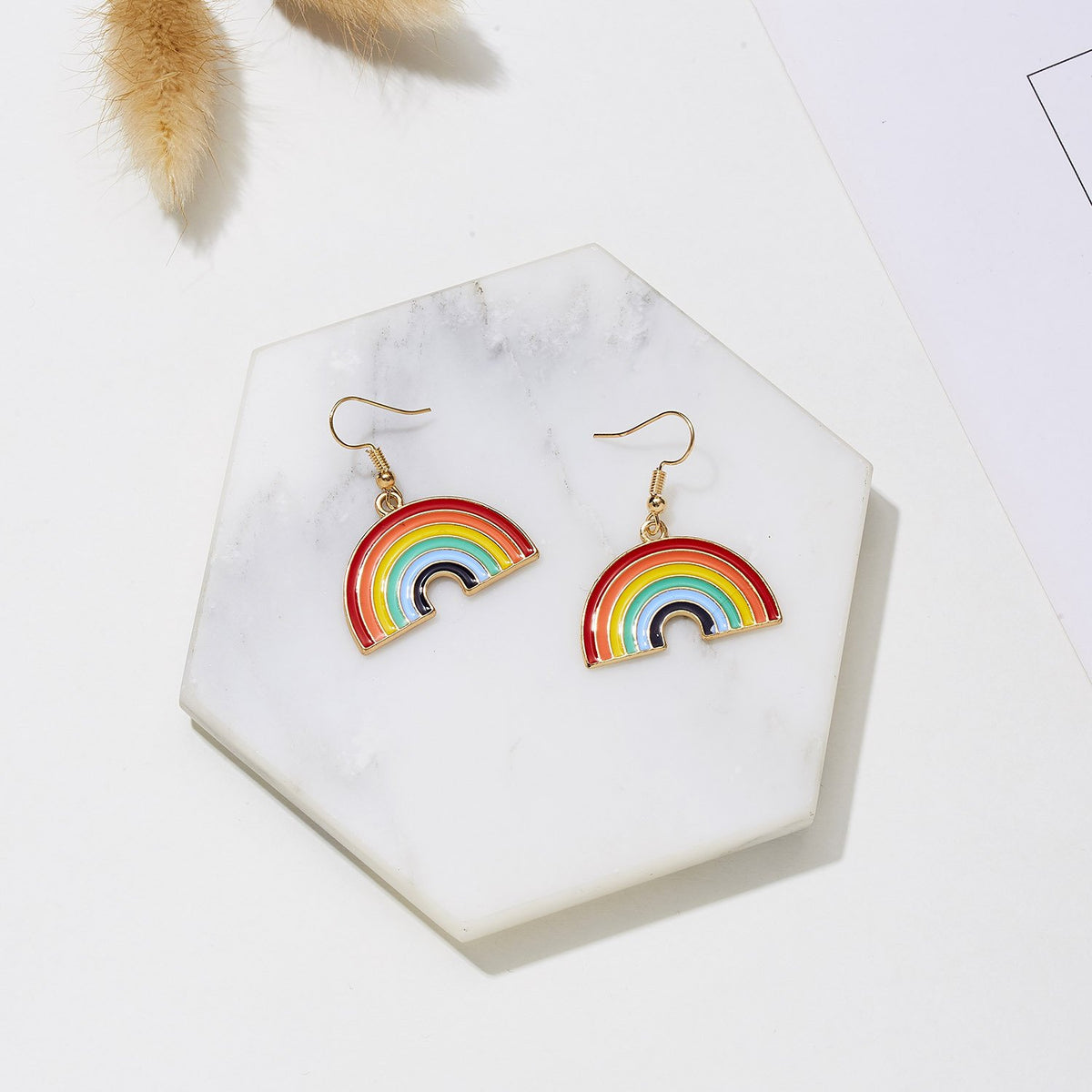 Rainbow Drop Earrings, front view