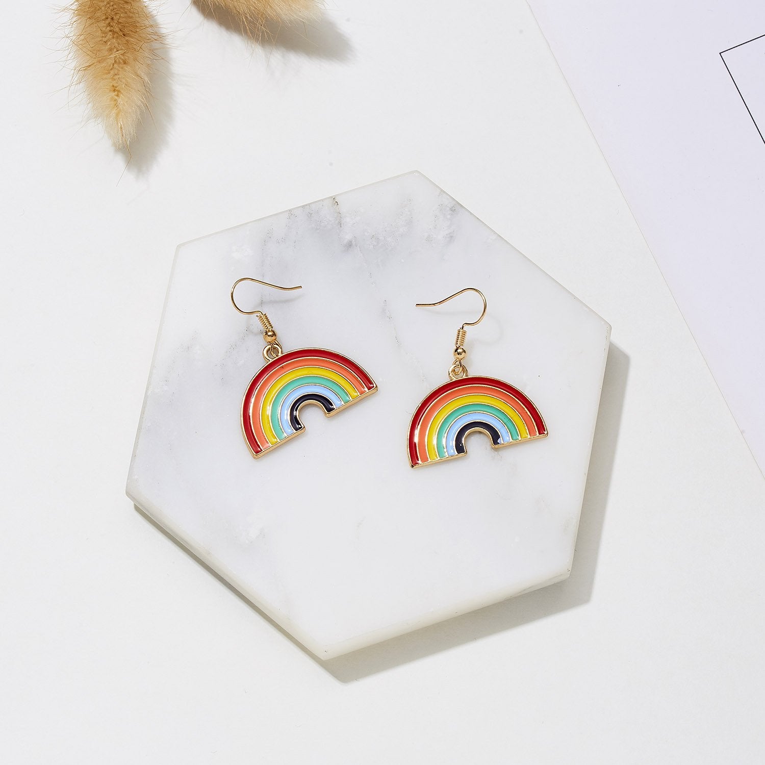 Rainbow Drop Earrings, front view