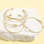 Golden Love Bangles Set – Gold Bracelets with Heart Charm