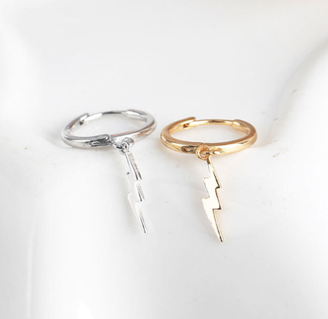 Bolt Hoop Earrings, yellow gold tone