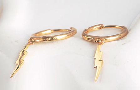 Bolt Hoop Earrings, worn on model