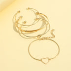 Golden Love Bangles Set – Gold Bracelets with Heart Charm