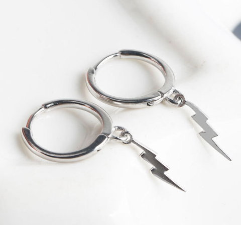 Bolt Hoop Earrings, detail view