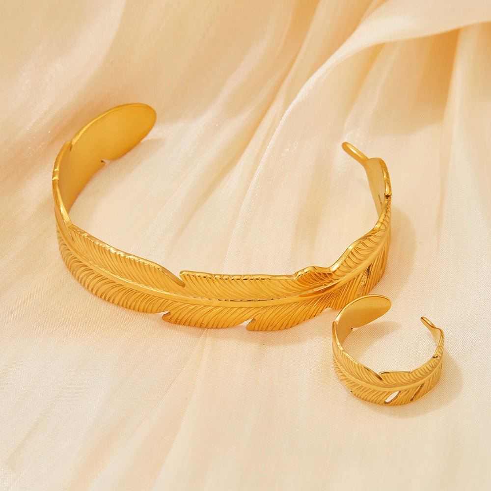 Feather Ring & Bracelet - Auricelia