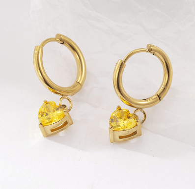 Heart Drop Earrings 18K - Auricelia