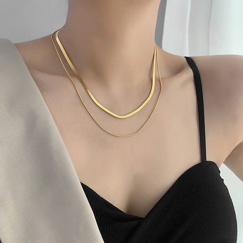Layered Flat Chain Necklace - Auricelia