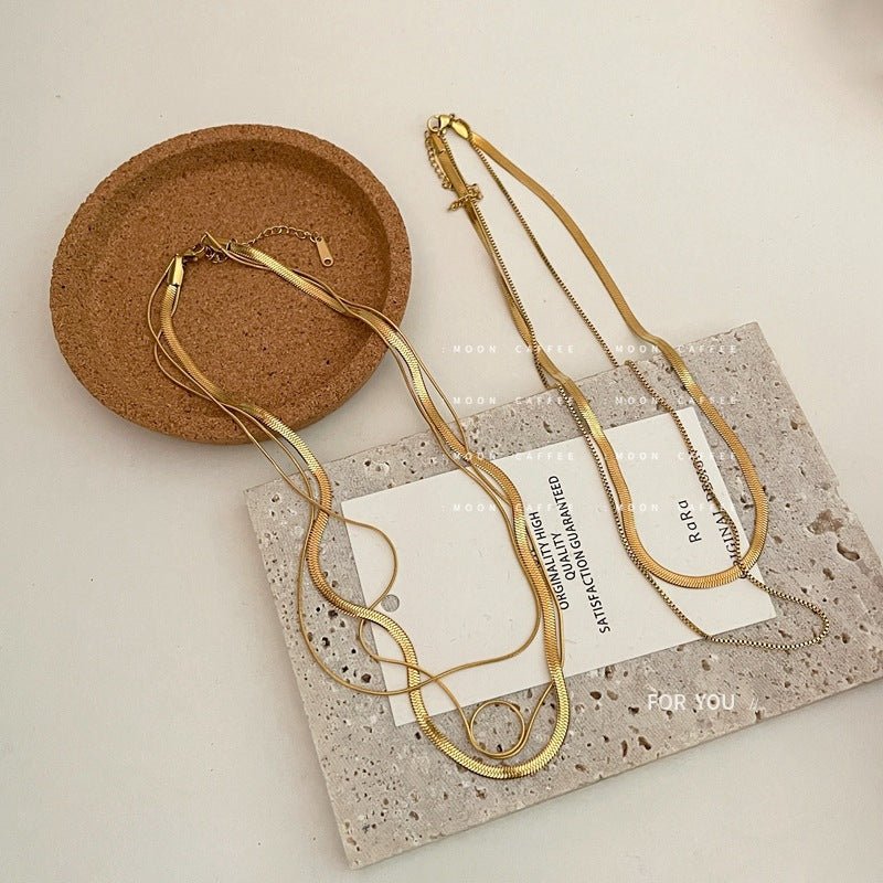 Layered Flat Chain Necklace - Auricelia