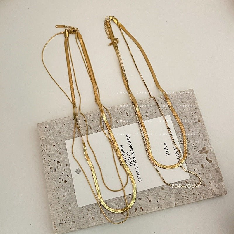 Layered Flat Chain Necklace - Auricelia