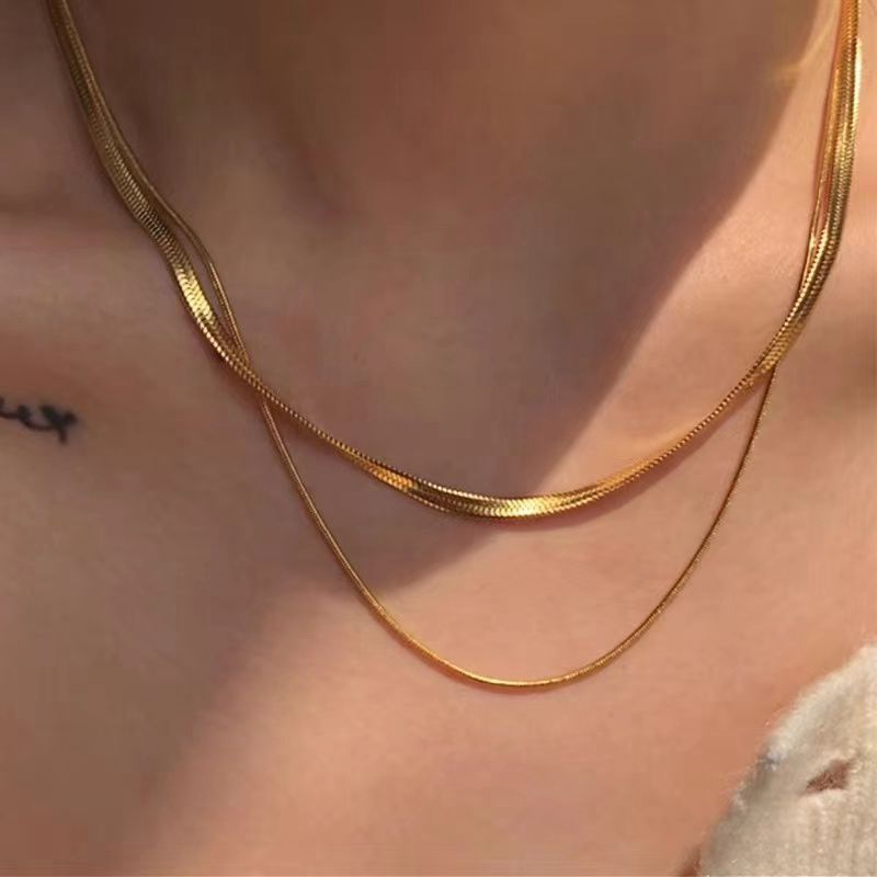 Layered Flat Chain Necklace - Auricelia
