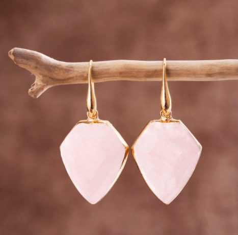 Stone Shield Drop Earrings, view 2